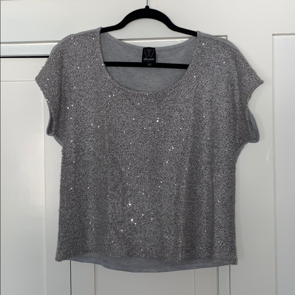 ella moss Grey Glitter Top Small
